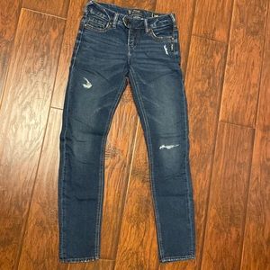 Barley worn silver jeans